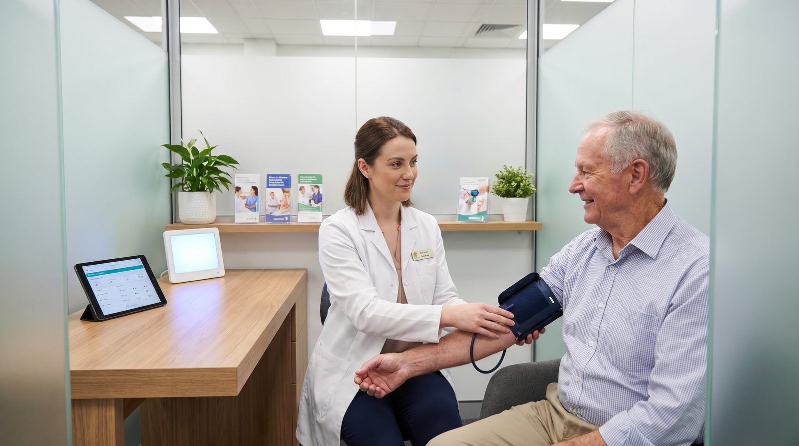 Pharmacist caring for a patient